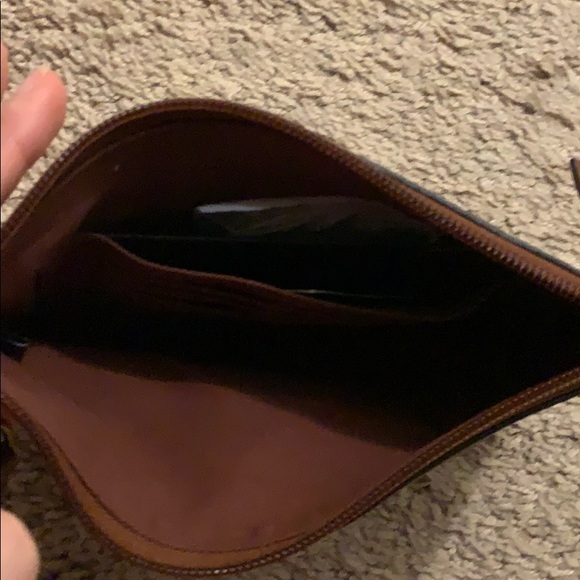 Frye Small Cognac Leather Satchel Clutch Wristlet with Handle - Picture 5 of 15